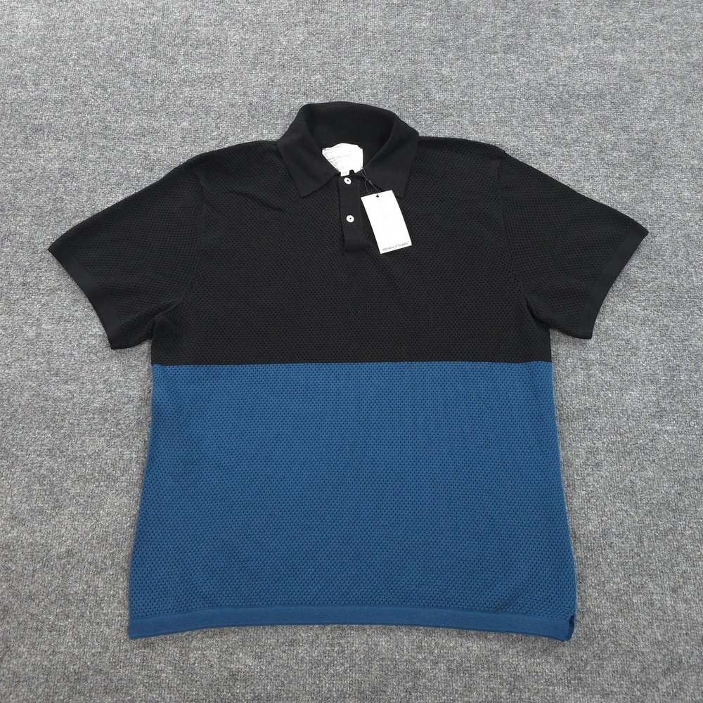 Ministry Of Supply Polo Shirt Mens 2XL Black Blue‎ 3D Print-Knit USA Performance